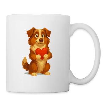 Berger australien avec cœur dessin animé - Mug blanc - blanc - Droite