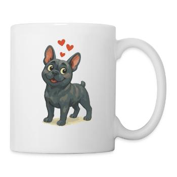 Bouledogue amoureux Dessin animé Coeurs - Mug blanc - blanc - Droite