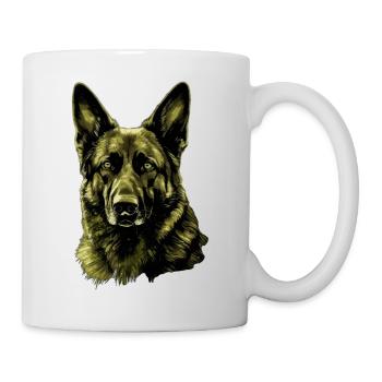 German Shepherd Portrait Green - Mug - white - Right