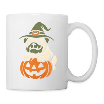 Carlin Halloween Citrouille Sorcière - Mug blanc - blanc - Droite