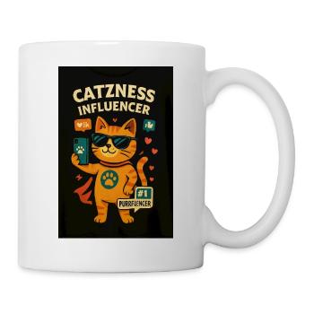Cat influencer with sunglasses - Mug - white - Right