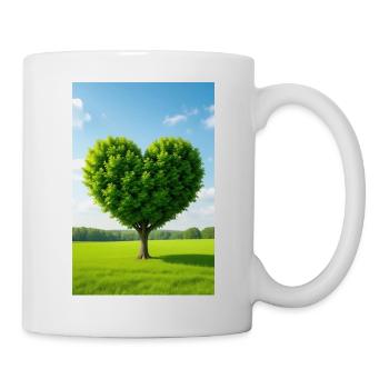 Herzbaum auf Sonnenbeschienener Wiese - Tasse - Weiß - Rechts