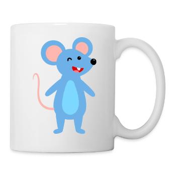 Zwinkernde blaue Maus - Tasse - Weiß - Rechts