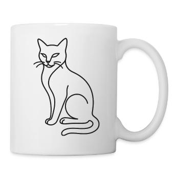 Sitting Cat Sketch – Stylish Animal Motif - Mug - white - Right
