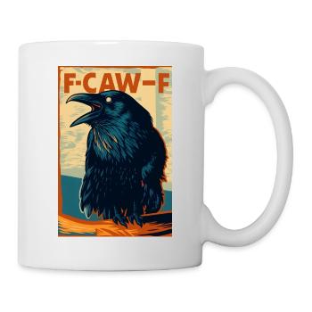 Funny Black Crow Bird with F-Caw-F Saying - Mug - white - Right