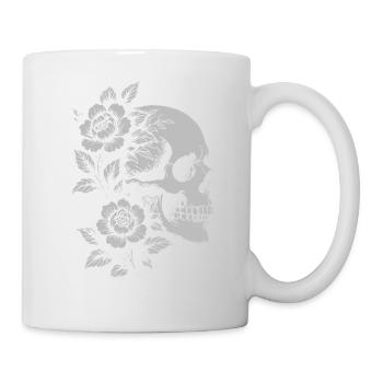 Blumen Schädel Porträt - Tasse - Weiß - Rechts