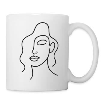 Woman Face One Line Art – Minimalist Motif - Mug - white - Right