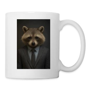 Raccoon in a suit – business style - Mug - white - Right