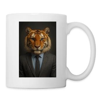 Tigre en costume bureau chic - Mug blanc - blanc - Droite