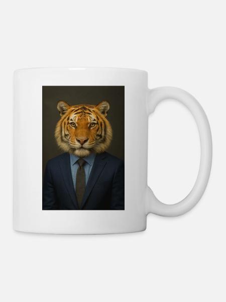 Tiger in business suit - Mug - white