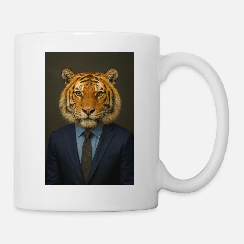 Tigre en costume d’affaires - Mug blanc - blanc