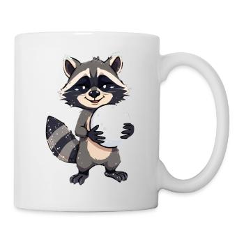 Waschbär mit grossem Schneeball - Tasse - Weiß - Rechts