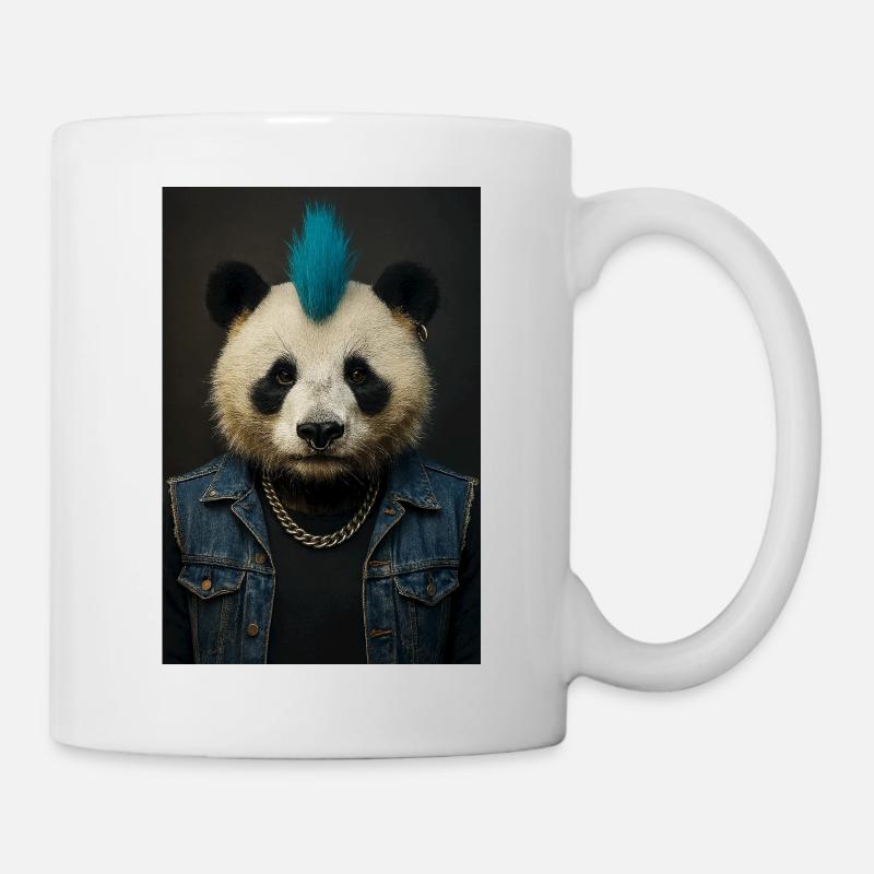 Panda Punk avec Mohawk bleu - Mug blanc - blanc