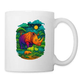 Regenbogen Rhino - Tasse - Weiß - Rechts