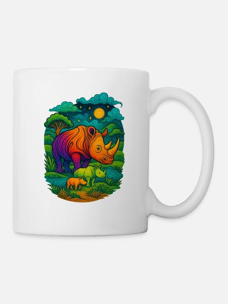 Rhinocéros arc-en-ciel - Mug blanc - blanc