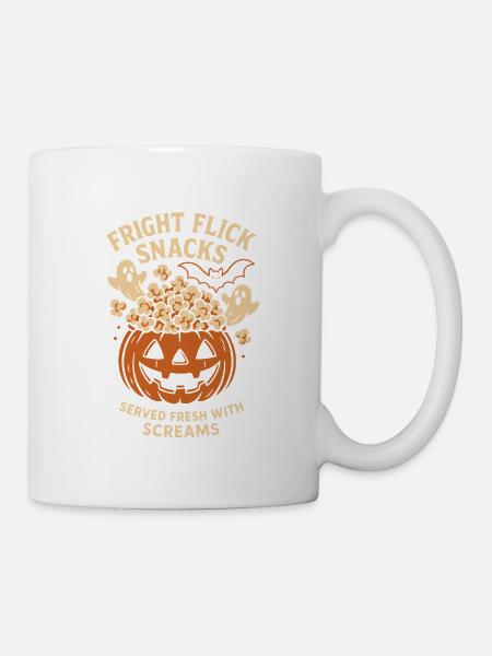 Halloween Movie Night – Spooky Popcorn Pumpkin - Mug - white