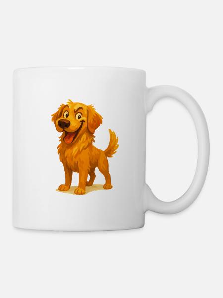 Naughty Golden Retriever Cartoon - Mug - white