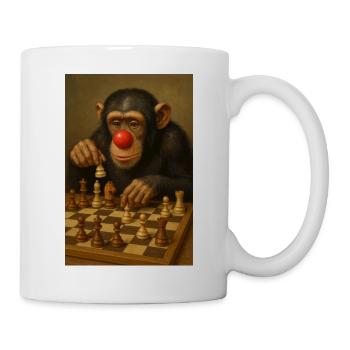 Chess monkey with red clown nose - Mug - white - Right