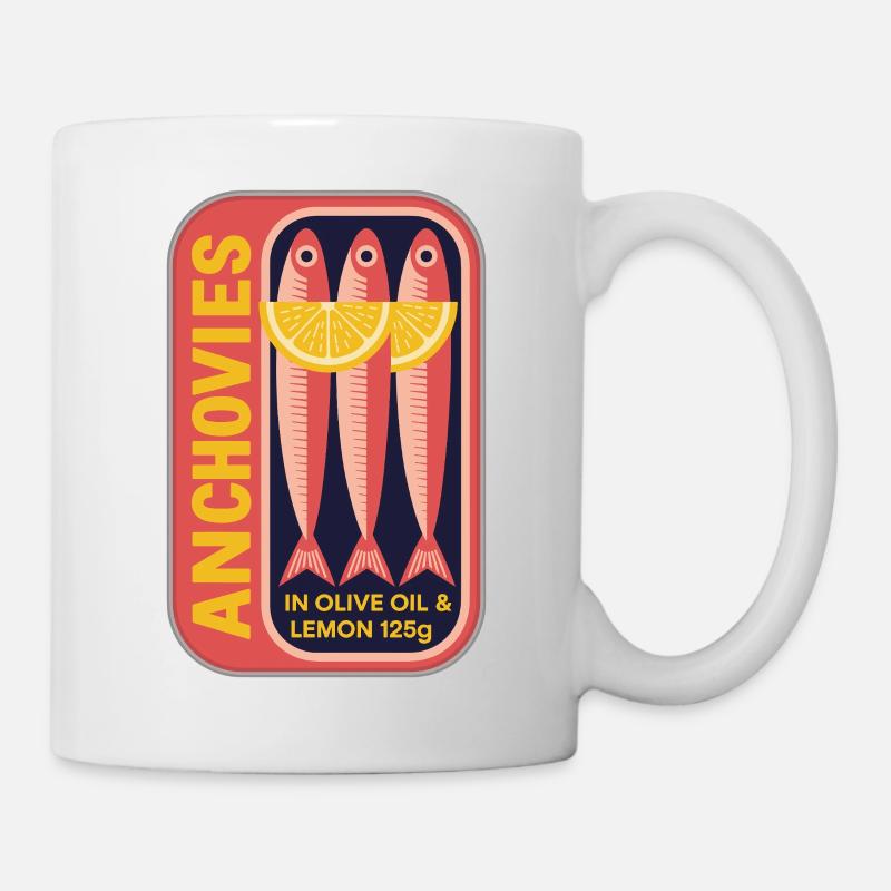 Retro Dosenetikett Anchovy Kunst - Tasse - Weiß
