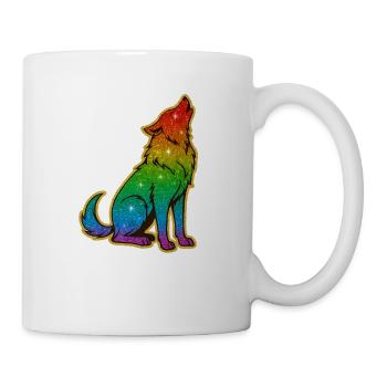 Heulender Regenbogenwolf Glitter Silhouette - Tasse - Weiß - Rechts