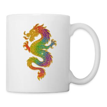 Goldener Regenbogen Drache - Tasse - Weiß - Rechts