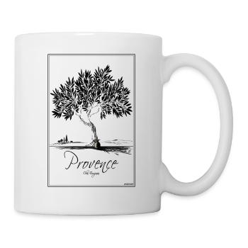 arbre_olivier_mediterranneen_NOIR_Provence_fineart - Tasse - Weiß - Rechts