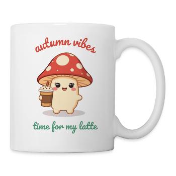 Autumnal Mushroom Pumpkin Spiced Latte Kawaii - Mug - white - Right