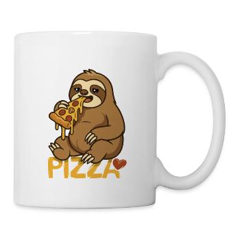 Sloth Loves Pizza – Motif de dessin animé amusant - Mug blanc - blanc - Droite