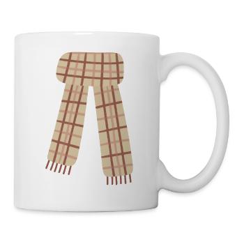 Beige Plaid Scarf Cozy Knit - Mug - white - Right
