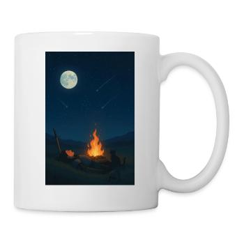 Moonlit night at the campfire - Mug - white - Right