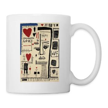 Kubistisches Gesicht Liebe und Skizzen - Tasse - Weiß - Rechts
