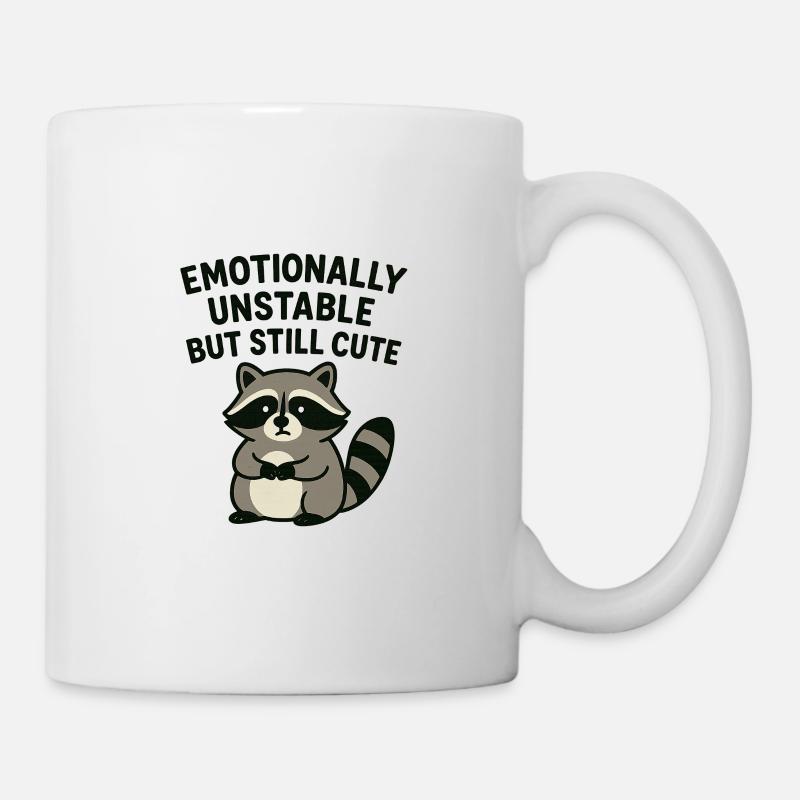 Emotionaler Waschbär süß chaotisch funny - Tasse - Weiß