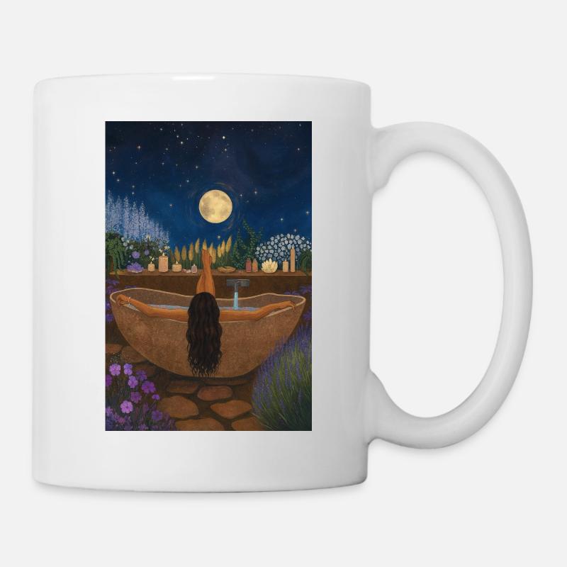Bain de lune dans le jardin d’herbes aromatiques - Mug blanc - blanc