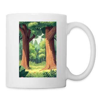Waldlandschaft Illustration Poster - Tasse - Weiß - Rechts