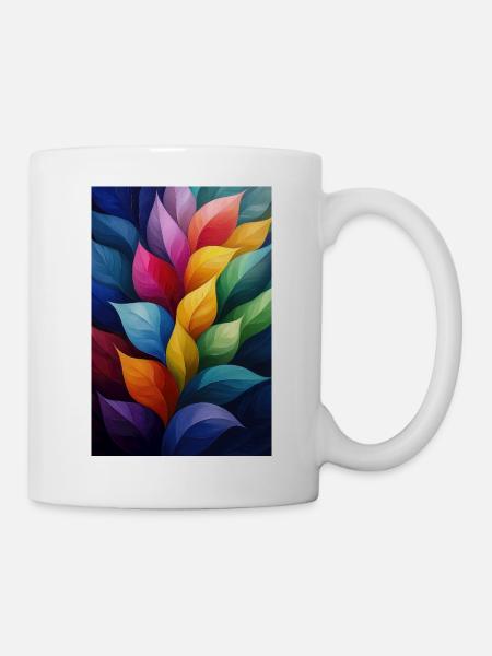 Abstrakte Pflanzenillustration - Tasse - Weiß