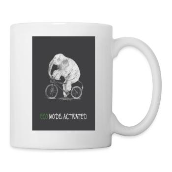 Eco mode-activated elephant on a bike - Mug - white - Right