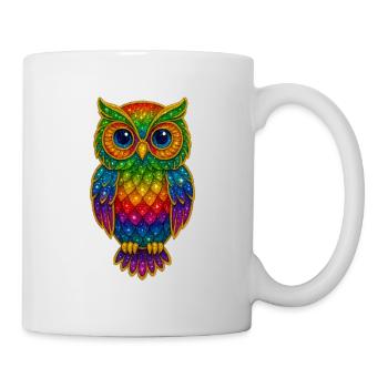 Regenbogen Eulen Glitzerkunst - Tasse - Weiß - Rechts