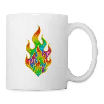 Regenbogenfeuer Glitzerflamme - Tasse - Weiß - Rechts