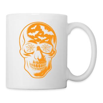 Spinnennetz Totenschädel Halloween - Tasse - Weiß - Rechts