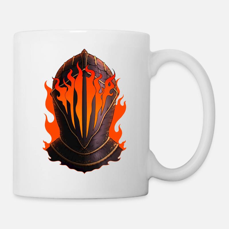 Flammender Ritter Helm - Tasse - Weiß