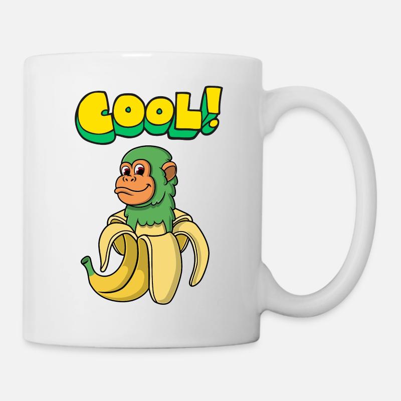 Affe in Banane in Farben - Tasse - Weiß