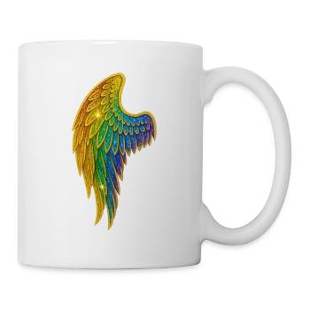 Regenbogen Glitzer Flügel - Tasse - Weiß - Rechts