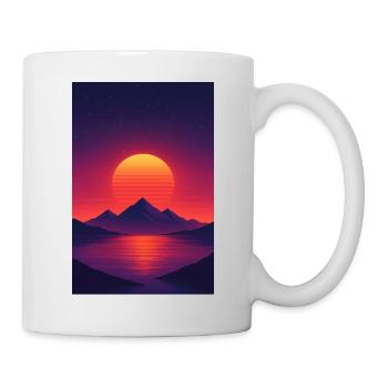 Sunset over alpine lake - Mug - white - Right