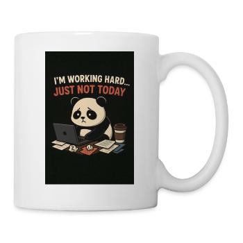 Panda on the laptop: Not today - Mug - white - Right