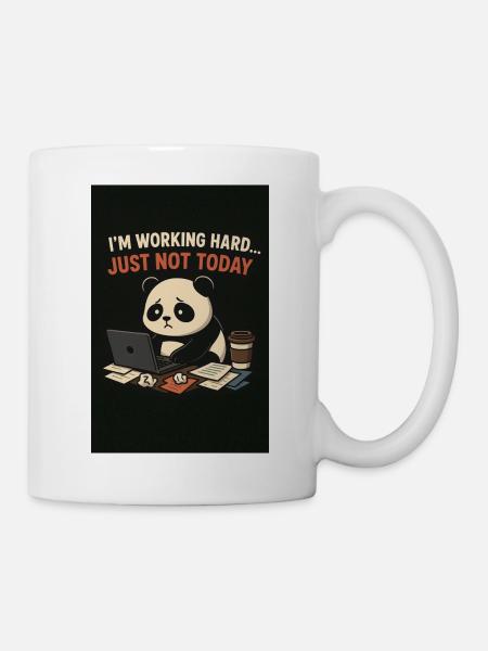 Panda on the laptop: Not today - Mug - white