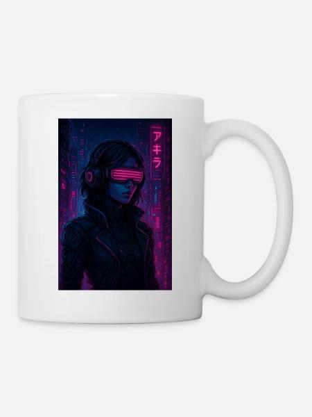 Cyberpunk Neon Pilot - Tasse - Weiß