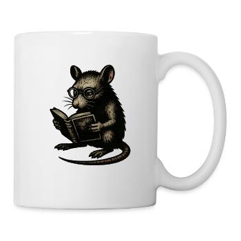 Lese-Ratte im Vintage-Stil - Tasse - Weiß - Rechts
