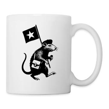 Souris avec cartable noir et blanc - Mug blanc - blanc - Droite