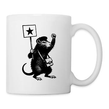 Linke Ratte mit Schild und Tasche Protestzug - Tasse - Weiß - Rechts