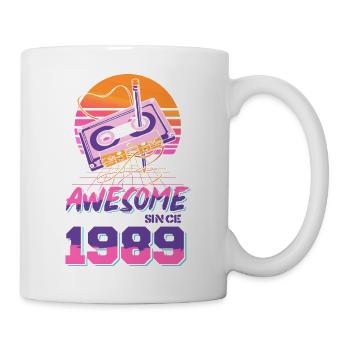 Retro Kassette Neon 1989 Design - Tasse - Weiß - Rechts
